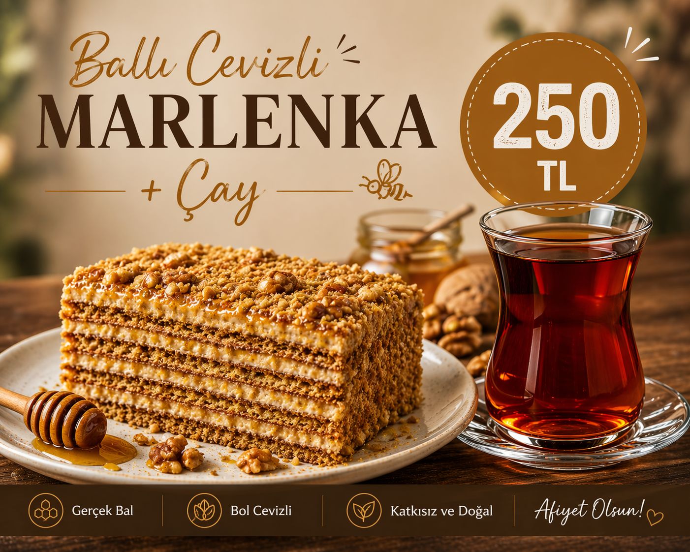 Ballı Cevizlİ Marlenka + Çay